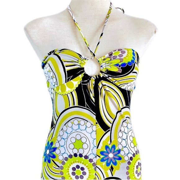 Vintage MISS CHERRY retro 70s floral maxi halterneck Dress - Picture 2 of 9